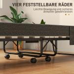Hopfällbar Säng med Madrass, 4 Hjul, upp till 150 kg, Metallram, Mörkgrå, 190 x 80 x 42 cm