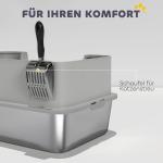 Kattlåda Rostfritt Stål med Matta Grå Metall för Katter Upp till 7 kg Öppen Toalett med Hög Kant och Spade Lättstädad och Hållbar 60 x 40 x 30 cm