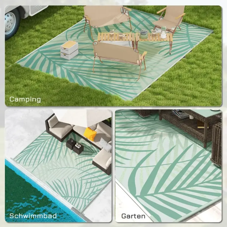 Utomhusmatta Trädgårdsmatta Grön av Plast Stor 365 x 274 cm