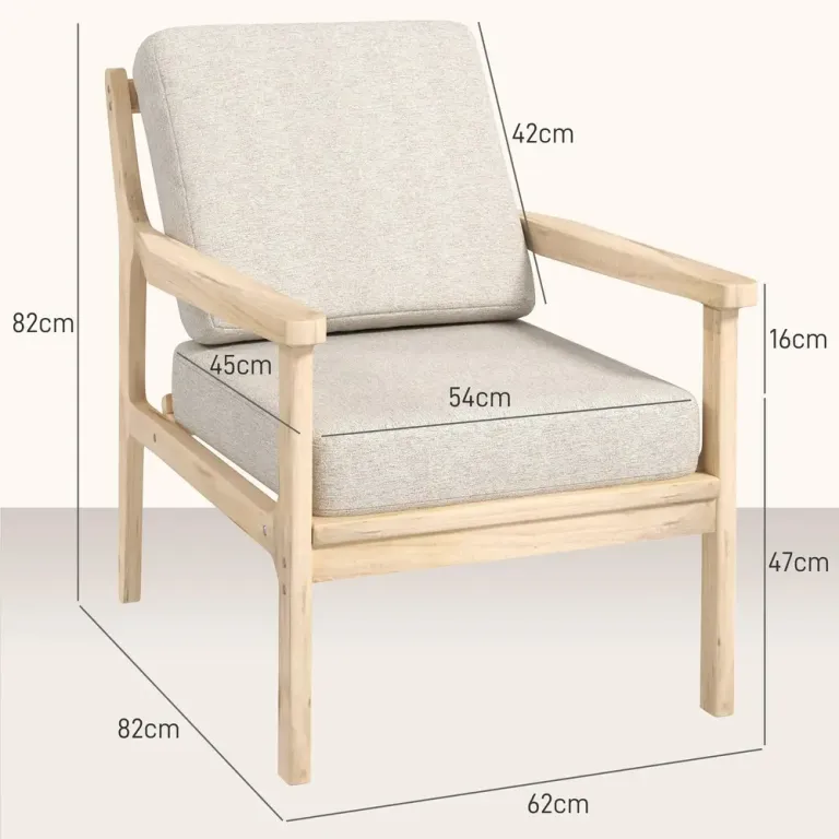Fåtölj Beige av Linnelook 52,5 x 69 x 77 cm