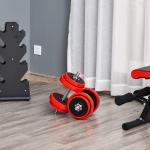 Justerbart Hantelset 20 kg, 2-i-1 Vikter som Skivstång och Hantlar, Mångsidigt Träningsset för Hemmafitness, Röd/Svart, 21,5 x 21,5 x 3,8 cm