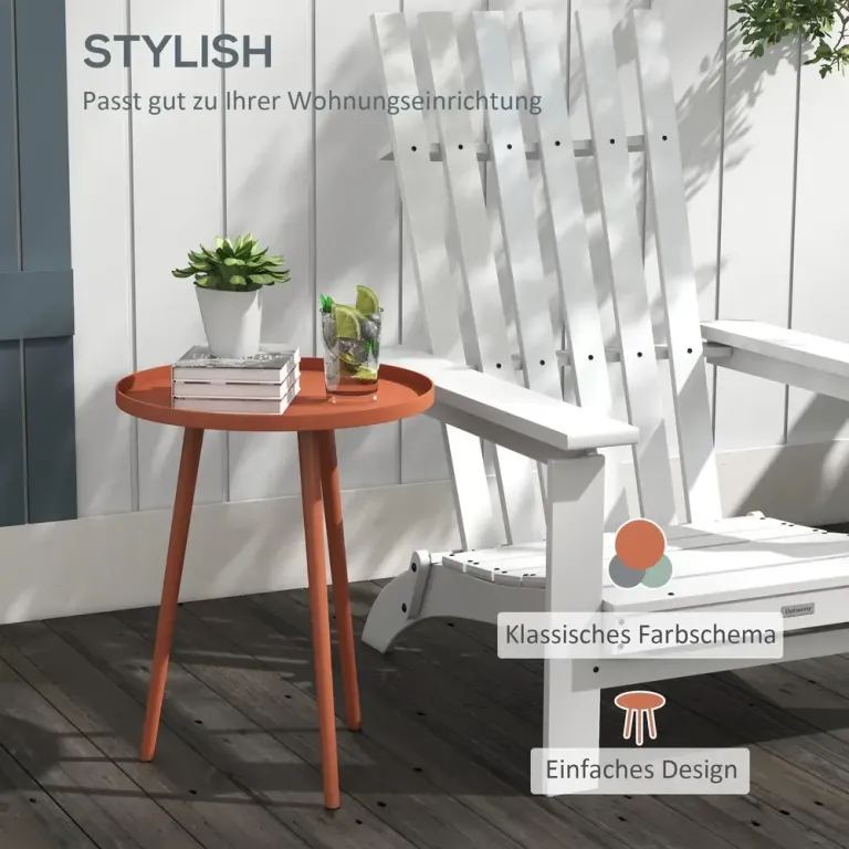 Trädgårdsbord Sidobord med Upphöjd Kant Röd av Stål 50 cm