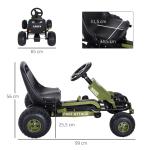 Sportig Gokart Pedalfordon med Handbroms och Ergonomisk Sits Säker Leksak för Aktiva Barn Grön 99 X 65 X 56 Cm