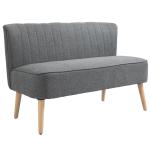 2-Sitsig Soffa i Tyg, Kompakt Tygsoffa med Träben, Bekväm Sittplats för Det Lilla Vardagsrummet, Ljusgrå, 117 x 56,5 x 77 cm