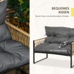 Trädgårdsmöbler Sittgrupp Grå av Rotting och Glas för Uteplats 4 Delar med Soffbord Fåtöljer och Dubbelsoffa Elegant