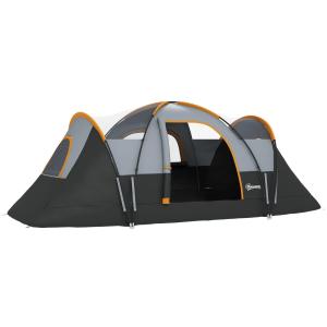 Campingtält Tunneltält för 5-6 Personer Ljusgrå av Polyester för Camping och Resor Vattentätt Familjetält 3000 mm