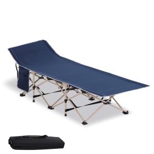 Lägersäng Hopfällbar Campingsäng med Förvaringsväska Stål och Oxford Blå 190 X 68 X 52 Cm