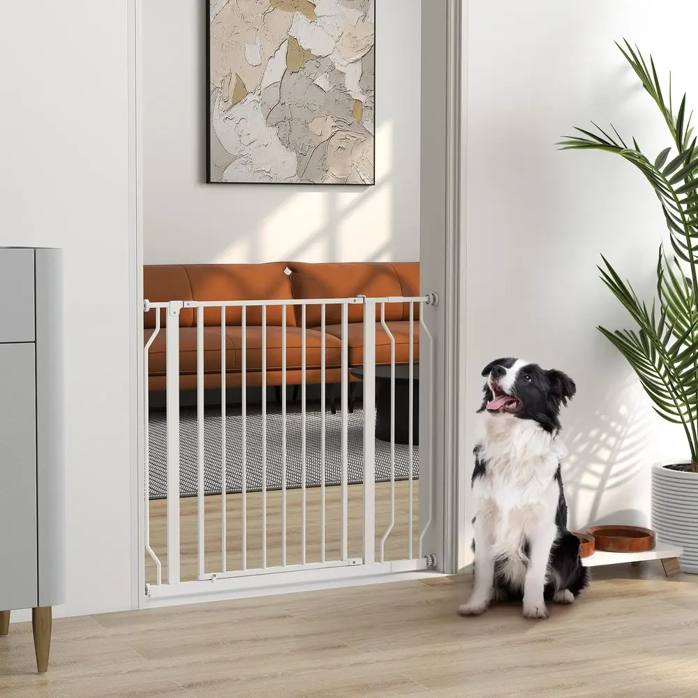 Hundgrind Vit Metall för Trappa och Dörr 75 Cm