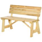 Trädgårdsbänk i Massivt Trä, Klassisk Parkbänk för 2 Personer, Robust Utemöbel med Ryggstöd, Natur, 116 x 56 x 80 cm, 220 kg