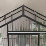 Växthus Aluminiumväxthus Svart av Aluminium och Polykarbonat för Trädgård och Odling med Fönster och Skjutdörr Stabil Grund 131 x 192 x 203 cm