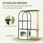 Skrapstolpe Kattträd Rustikbrun av Sisal och Trä för Katter 118,5 cm Hög Klösmöbel med Grottbädd och Skrapmatta