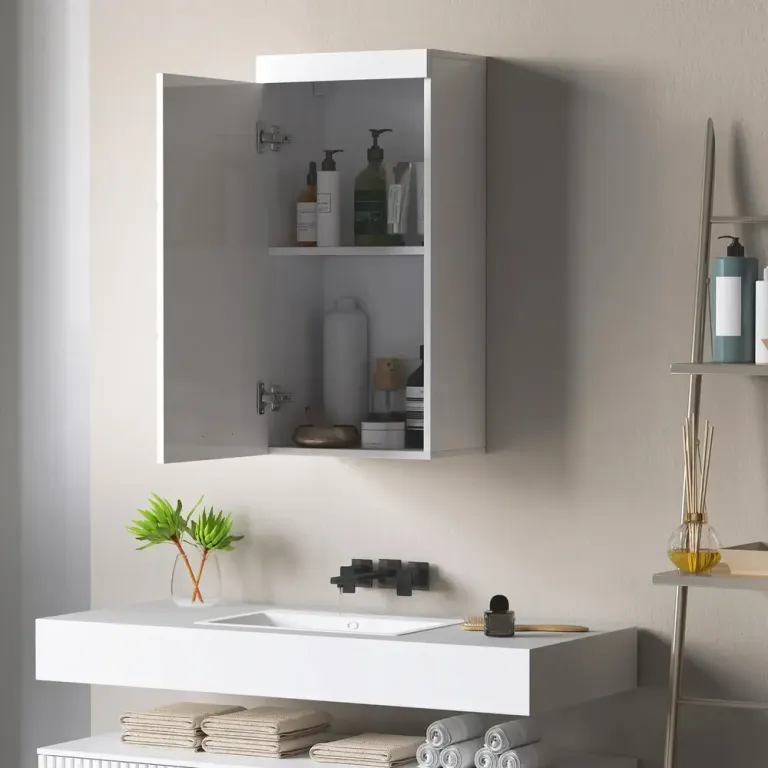 Väggskåp Badrumsskåp med Dörr Vit 37,2 x 24,5 x 76,8 cm