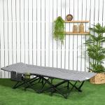 Hopfällbar Campingsäng med Väska, Robust Tältsäng med Mugghållare, Bekväm Extrasäng för Utomhusbruk, Svart, 68 x 186 x 48 cm, 120 kg