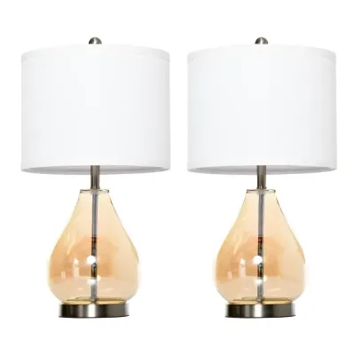Bordslampa med Lampskärm Set om 2 Vit 30 x 56 cm