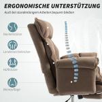 Ergonomisk Kontorsstol med Fällbart Ryggstöd, Fotstöd och Mjukt Tyg, Ljusbrun