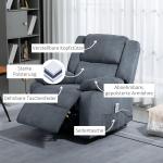 Elektrisk TV-Stol med Uppresningshjälp, Bekväm Relaxfåtölj i Sammet, Justerbar Liggfunktion med Fjärrkontroll, Grå, 92 x 93 x 105 cm