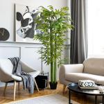 Konstgjord Växt Bambuträd Grön av Plast och Tyg för Inomhusbruk Dekorativt Träd med Plantering Naturlig Look 180 cm