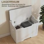 Förvaringsbox Sittkista Vit av Trä för Vardagsrum och Sovrum Bänk med Lock och Avtagbar Sittdyna 103 l