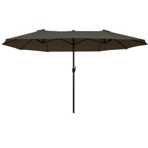 Ovalt Dubbelparasoll för Trädgård Extra Stort Solskydd med Vevmekanism för Långbord på Terrassen Grå 460 X 270 X 240 Cm
