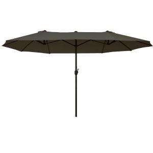 Ovalt Dubbelparasoll för Trädgård Extra Stort Solskydd med Vevmekanism för Långbord på Terrassen Grå 460 X 270 X 240 Cm