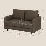 Soffa Loveseat 2-Sits Modern Soffa Brun av Sammetslook för Vardagsrum Stoppad Soffa med Förvaring och Kuddar 136 x 75 x 84 cm