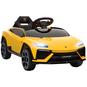 Elbil Barn Sportbil Gul Plast för Barn Elektrisk Leksaksbil med 12V Motor och Fjärrkontroll LED Ljus och Musik Rolig och Säker 102x49x43 cm