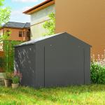 Tältgarage Rymlig Vattentät Mörkgrå PE för Motorcykel och Verktyg Upprullningsbar Dörr Ventilationsfönster 250x180 cm