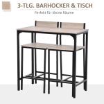 Barbord med 2 Stolar 3-Delat Bordsset MDF Modern Möbel för Kök och Matplats Natur och Svart 89 X 45 X 87 Cm