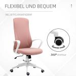 Kontorsstol Skrivbordsstol Rosa av Tyg och Metall för Kontor och Hemmakontor Ergonomisk Höj och Sänkbar med Justerbart Ryggstöd 110-119,5 cm