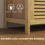 Skobänk Garderobsbänk Natur av Bambu för Hall och Entré Bänk med Gångjärnslock och Skoställ Förvaring 100 x 40 x 60 cm