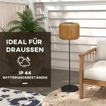 Solträdgårdslampa i Rattanstil, Automatisk Tändning, LED, Väderbeständig, Metallram, Svart/Gul, Ø34 x 130 cm
