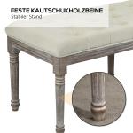 Stoppad Sängbänk i Vintagestil med Knappar, Sammet, Gummiben, Beige, 142 x 47 x 51 cm