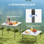 Picknickbord, Fällbart Campingbord, Höj- Och Sänkbart Fällbord, För Trädgårdsfester, Camping, Grill, Plast, Metall, Vit