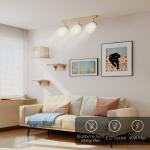 Taklampa Spotlight 3 Lampor Naturfärgad Trä och Metall för Vardagsrum Justerbara Huvuden 90 grader E27 Sockel Modern Design 40W