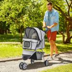 Hundvagn Husdjursvagn Buggy Grå Polyester för Hundar och Katter Mångsidig Hopfällbar och Lättmanövrerad