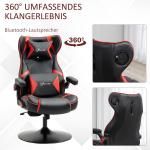 Ergonomisk Gamingstol med Högtalare, Bekväm Datorstol med Bluetooth och Vippfunktion, Inkluderar Nackstöd och Svankkudde, Svart