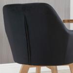 Matsalsstolar Köksstolar Svart av Polyester och Trä för Kök Set om 2 Ergonomiska Stolar med Armstöd 54 x 57 x 80 cm