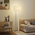 Modern Golvlampa med 3 Lägen, Fotkontakt, Dimbar i Linnelook, Vit