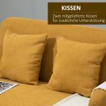 2-Sitsig Soffa med Fotstöd, Bekväm Loveseat i Sammet med Kuddar, Kompakt Tygsoffa i Unik Design, Natur/Gul