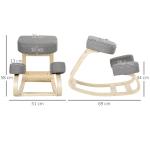 Knästol, Ergonomisk Sittpall för Sund Sittställning, Björkträ, upp till 120 kg, Grå