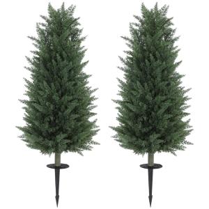 Set med 2 Konstgjorda Cypresser med 831 Blad, Mångsidig och UV-beständig, Grön