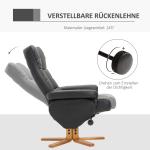 Liggstol med Fotpall och Förvaringsutrymme, 360° Vridbar TV-stol med Liggfunktion, för Sovrum och Vardagsrum, Konstläder, Svart