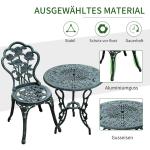 Bistroset 3 Delar Antikinspirerat Gjuten Aluminium Caféset med Bord och Stolar för Balkong Antikgrön