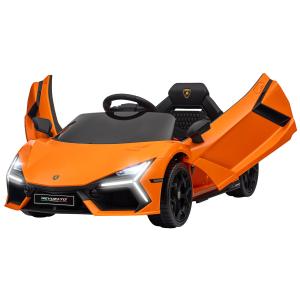 Barnelbil Elbil Barn Orange av Plast för Barn 3-5 År 12V Fordon med 2,4G Fjärrkontroll och Musik 5 km/h