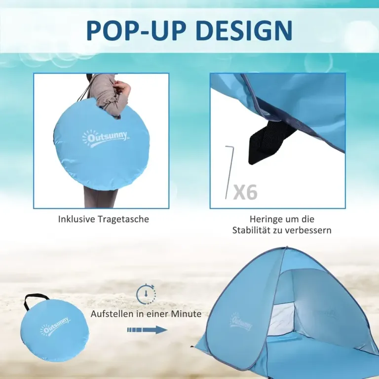 Pop-Up Tält Strandtält Campingtält 200 x 150 x 119 cm