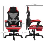 Gaming Chair Ergonomisk Skrivbordsstol med Fotstöd Höjdjusterbar Polyester för Kontor och Spel Svart Röd 58 X 72 X 112-122 Cm