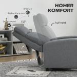 Liggstol med Liggfunktion, Utdragbart Fotstöd, Pocket Spring Core, upp till 150 kg, Grå