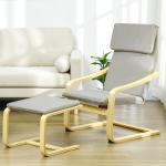 Fåtöljset Relaxstol Krämvit av Linne och Eukalyptus för Vardagsrum Set med 2 Fåtöljer med Pall och Nackstöd 66,5 x 80 x 99 cm