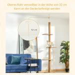 Klösträd Golv-till-Tak, Justerbar Klösmöbel med Sisalpelare, Aktivitetscenter för Katter som Sparar Plats, Ljusbrun, 43 x 27 x 228-260 cm