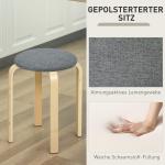 Set med 4 Stapelbara Stoppade Pallar med Lackerad Yta och Träben, Grå